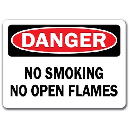 Danger Sign-No Smoking No Open Flames-10in X 14in OSHA Safety Sign
